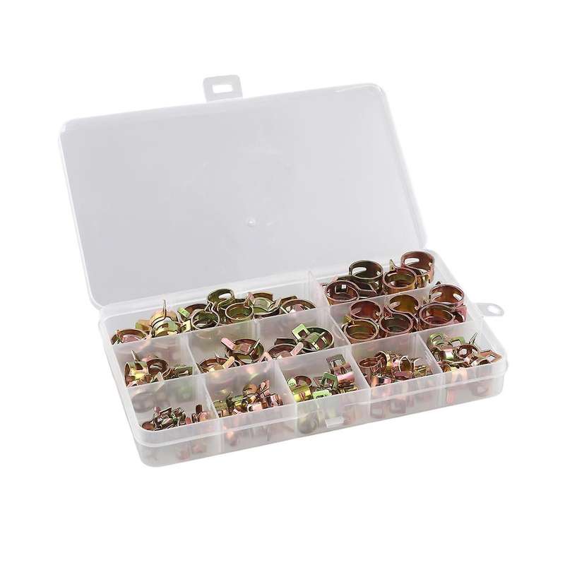 100PCS Car Truck Spring Clips Fuel Oil Water Hose Clip Pipe Tube Clamp Fastener Assortment Kit 6-17m