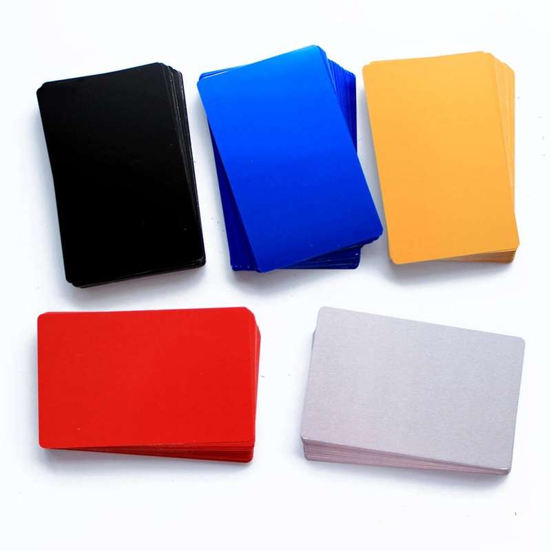 100PCS Color Aluminum Alloy Card Engraving Metal Business Visit Business Card 0.2mm Thick