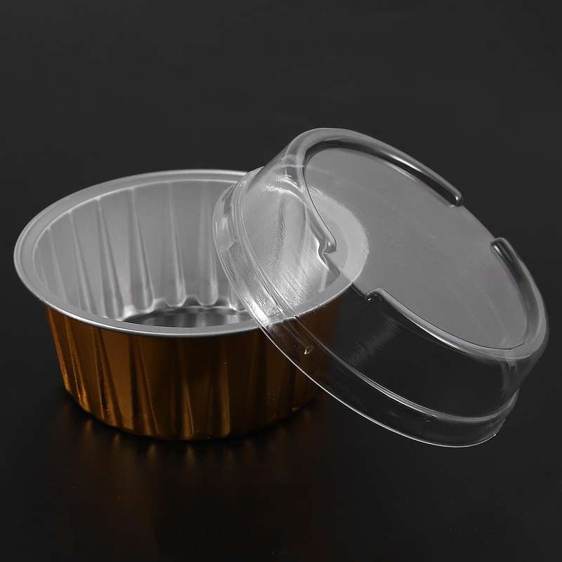100pcs Disposable Aluminum Foil Baking Cups Brulee Dessert Oval Shape Cupcake Cups with Lids Cake E