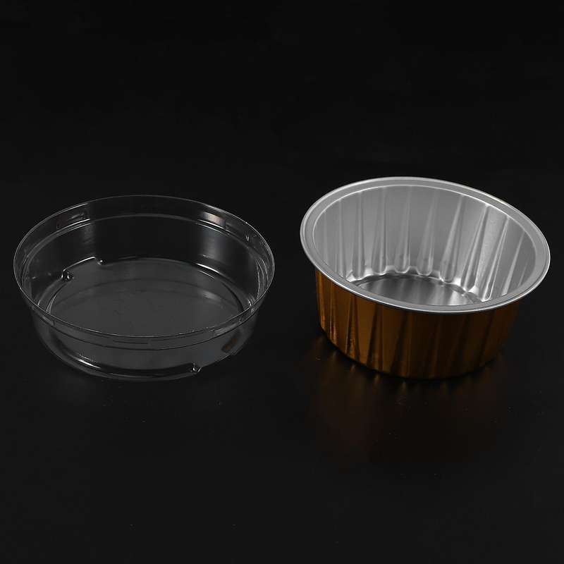 100pcs Disposable Aluminum Foil Baking Cups Brulee Dessert Oval Shape Cupcake Cups with Lids Cake E