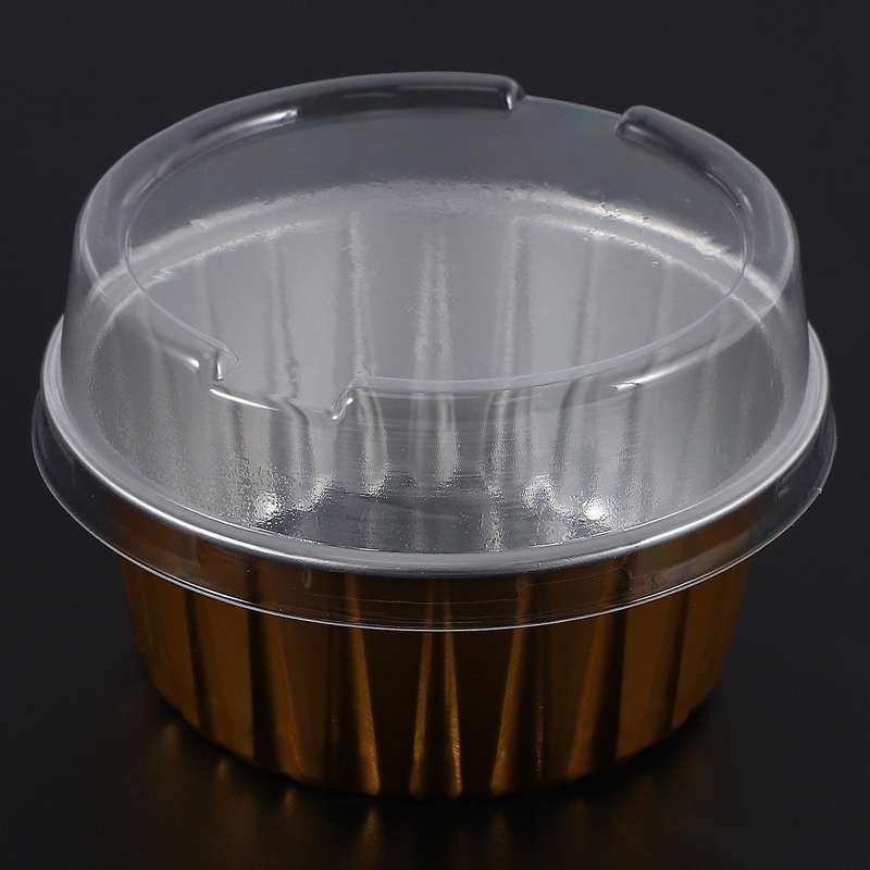 100pcs Disposable Aluminum Foil Baking Cups Brulee Dessert Oval Shape Cupcake Cups with Lids Cake E
