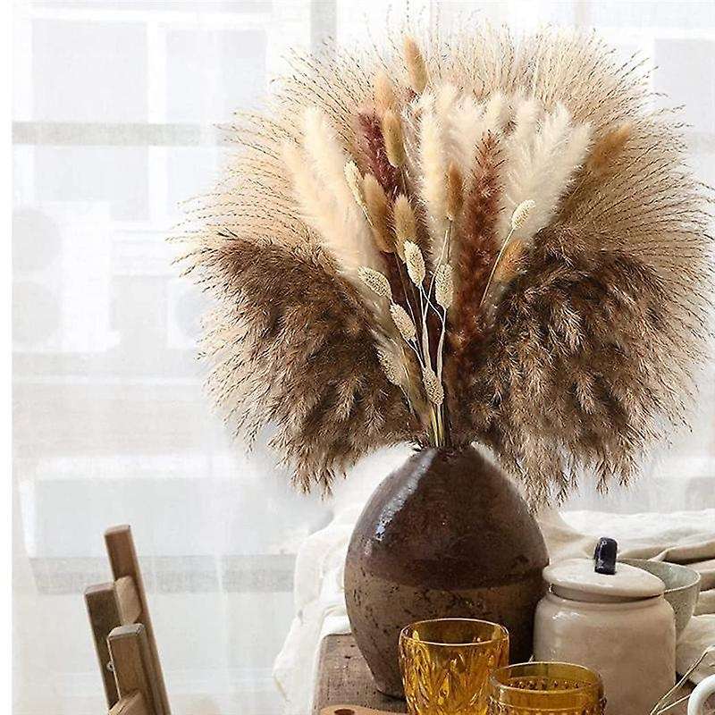 100pcs Dried Pampas Grass Decor,natural Home Decor, Phragmites Dried Flowers, Fluffy Stem Bouquet F