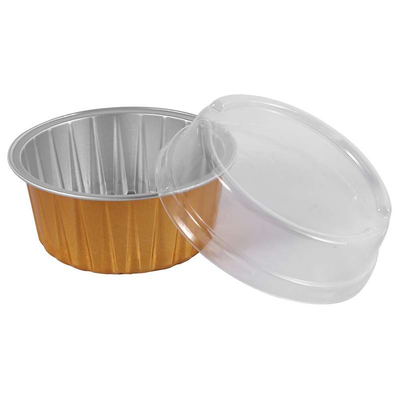 100Pcs Disposable Aluminum Foil Baking Cups Creme Brulee Dessert Oval Shape Cupcake Cups with Lids