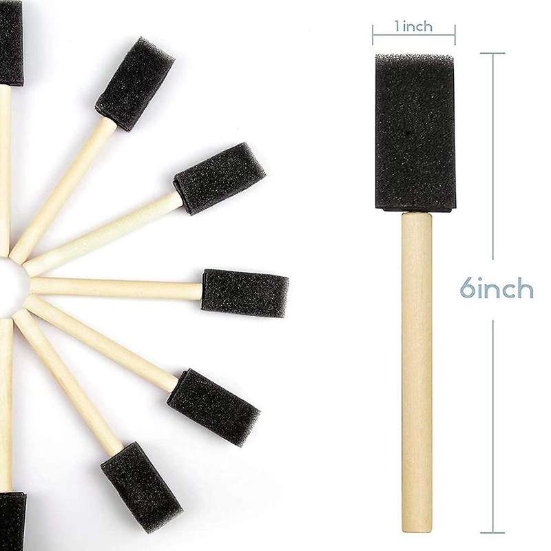 100pcs Foam Brush,sponge Wood Handle Paint Brush,foam Paint Brushes,1inch Foam Brush Painting Set F
