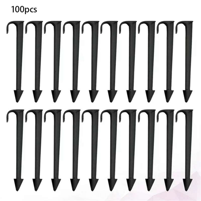 100pcs Ground Rod Fixed Rods, Garden Irrigation Hose Anchors, Fixed Pile Pipe Brackets, Pipe Bracket
