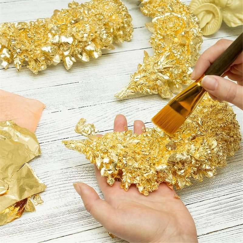 100Pcs Imitation Gold Foil Sheets for Art, Gilding Crafting, Painting, Decoration (5.5 Inch X 5.5 In