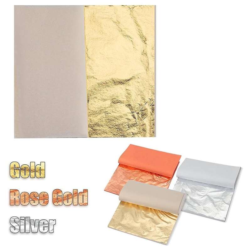 100Pcs Imitation Gold Foil Sheets for Art, Gilding Crafting, Painting, Decoration (5.5 Inch X 5.5 In
