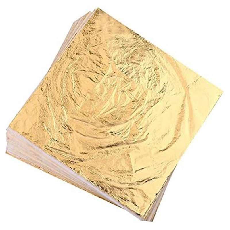 100Pcs Imitation Gold Foil Sheets for Art, Gilding Crafting, Painting, Decoration (5.5 Inch X 5.5 In