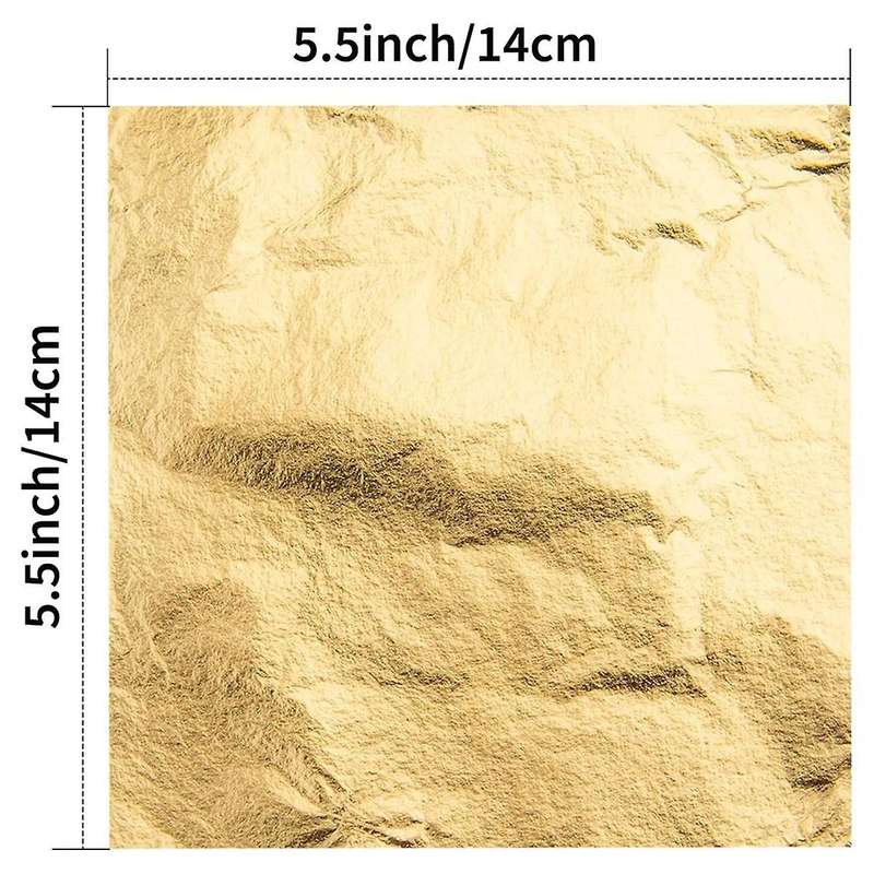 100Pcs Imitation Gold Foil Sheets for Art, Gilding Crafting, Painting, Decoration (5.5 Inch X 5.5 In