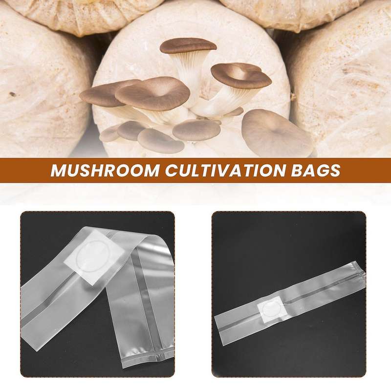 100Pcs Mushroom Growing Bag Spawn Bags Thick 6 Mil Bags 5.9inchx13.8inch 0.2 Micrometre Filter Breat