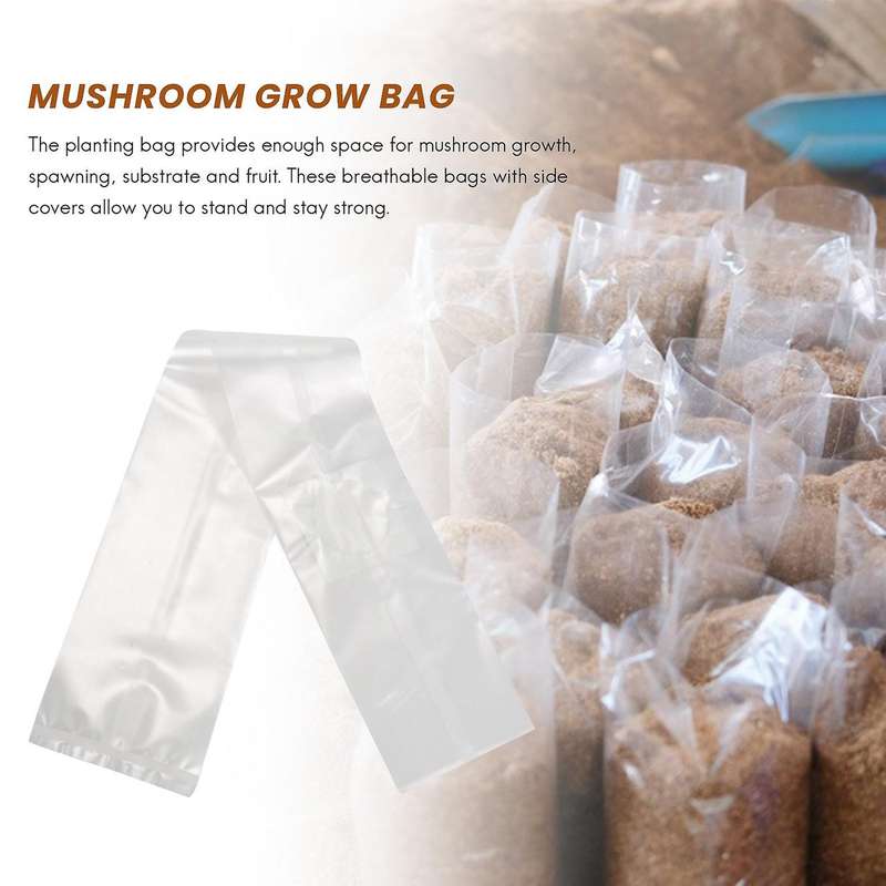 100Pcs Mushroom Growing Bag Spawn Bags Thick 6 Mil Bags 5.9inchx13.8inch 0.2 Micrometre Filter Breat