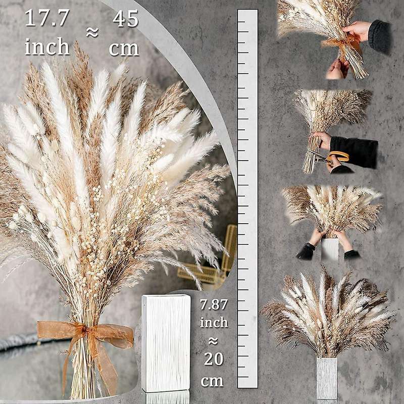 100PCS Natural Dried Pampas Grass Bouquet Dried Flower Compatible Wedding