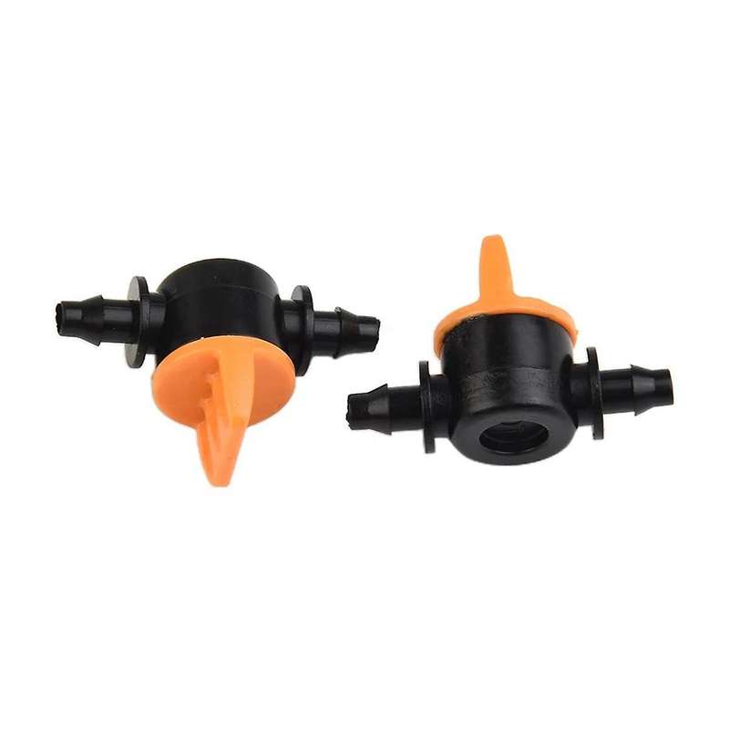 100PCS Mini Valve for 4/7mm Hose Irrigation Barbed Water Flow Control Valve Garden Watering Connect
