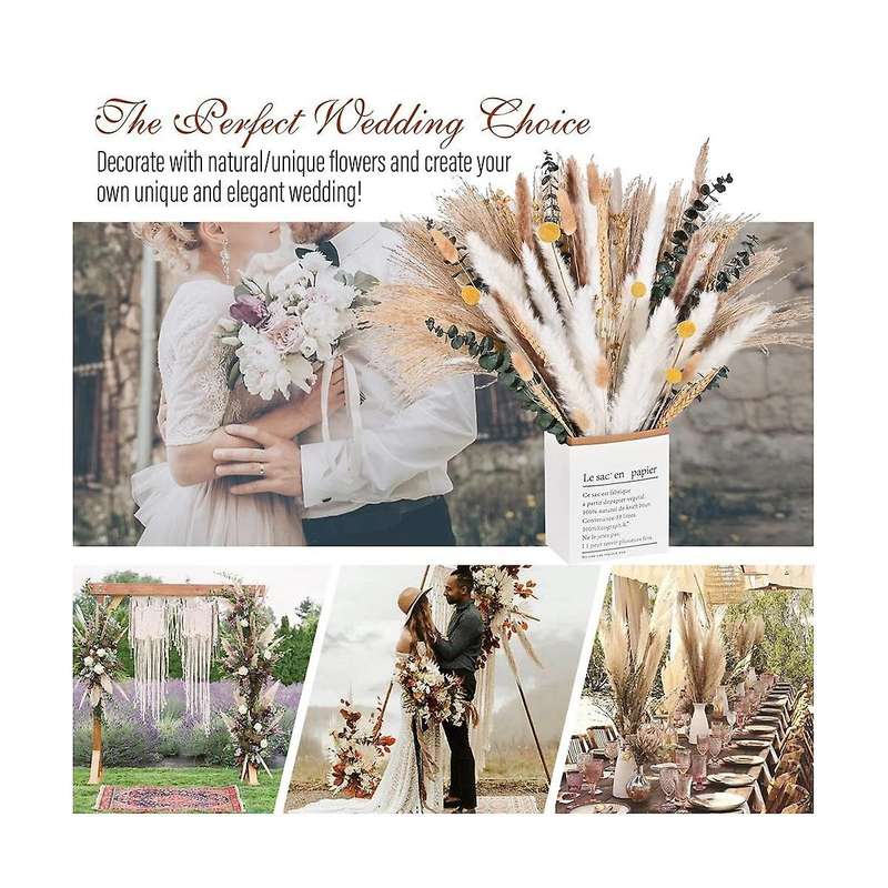 100pcs Pampas Grass Decor Dried Pampas Grass Pampas Grass for Family Living Room Wedding Boho Decor
