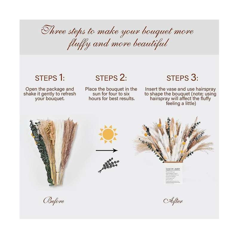 100pcs Pampas Grass Decor Dried Pampas Grass Pampas Grass for Family Living Room Wedding Boho Decor