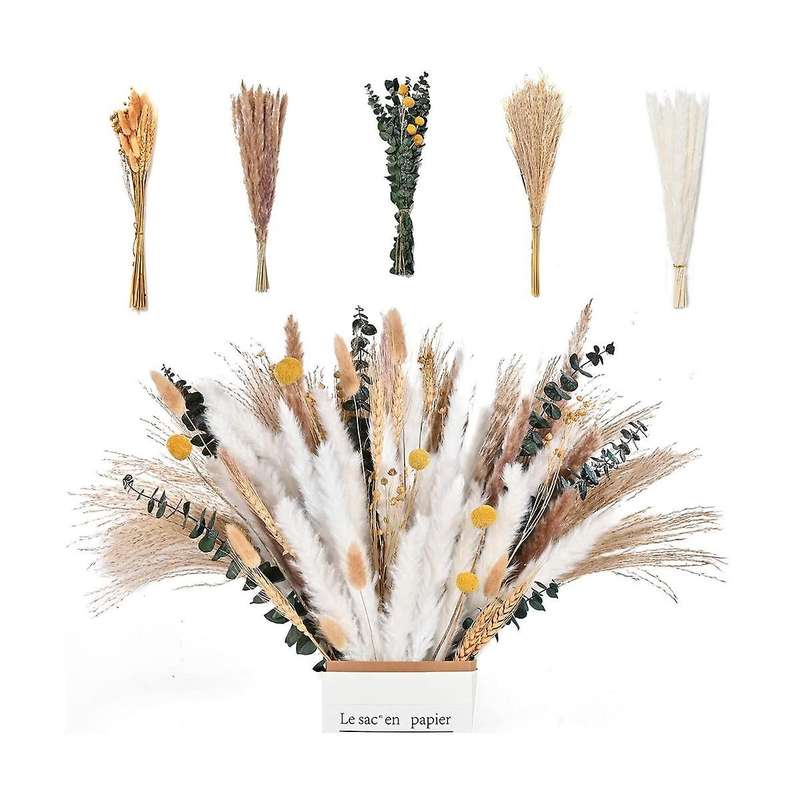 100pcs Pampas Grass Decor Dried Pampas Grass Pampas Grass for Family Living Room Wedding Boho Decor