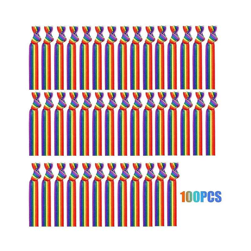 100PCS Pride Month Unisex Rainbow Bandana Gay Pride Handkerchief Wristband Wrist Band