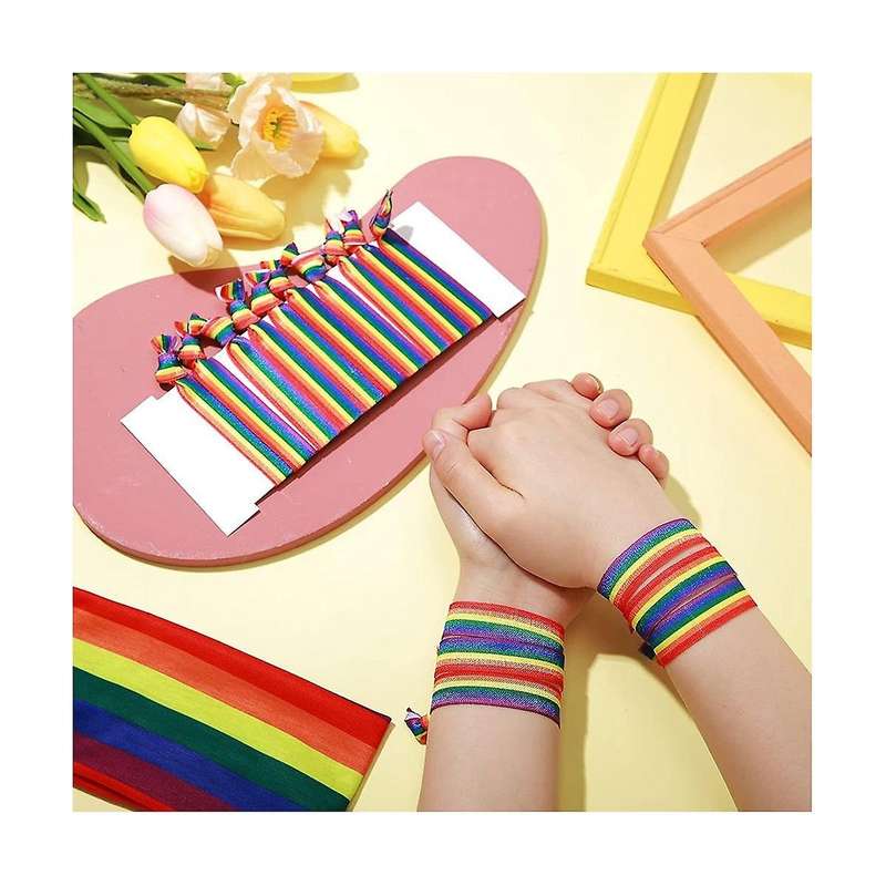 100PCS Pride Month Unisex Rainbow Bandana Gay Pride Handkerchief Wristband Wrist Band