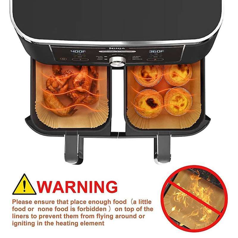 100Pcs Rectangle Disposable Airfryer Baking Paper Liner Non-Stick Baking Mat for Ninja Foodi Fryer A
