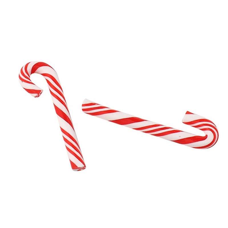 100Pcs Red and White Handmade Christmas Cane Miniature Food Home Decor Clay Cane
