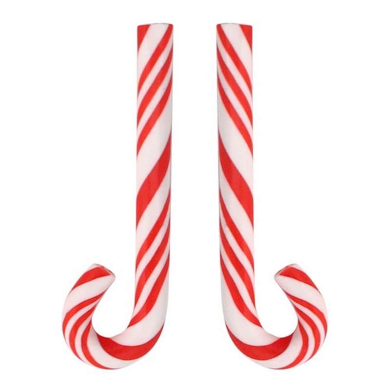 100Pcs Red and White Handmade Christmas Cane Miniature Food Home Decor Clay Cane