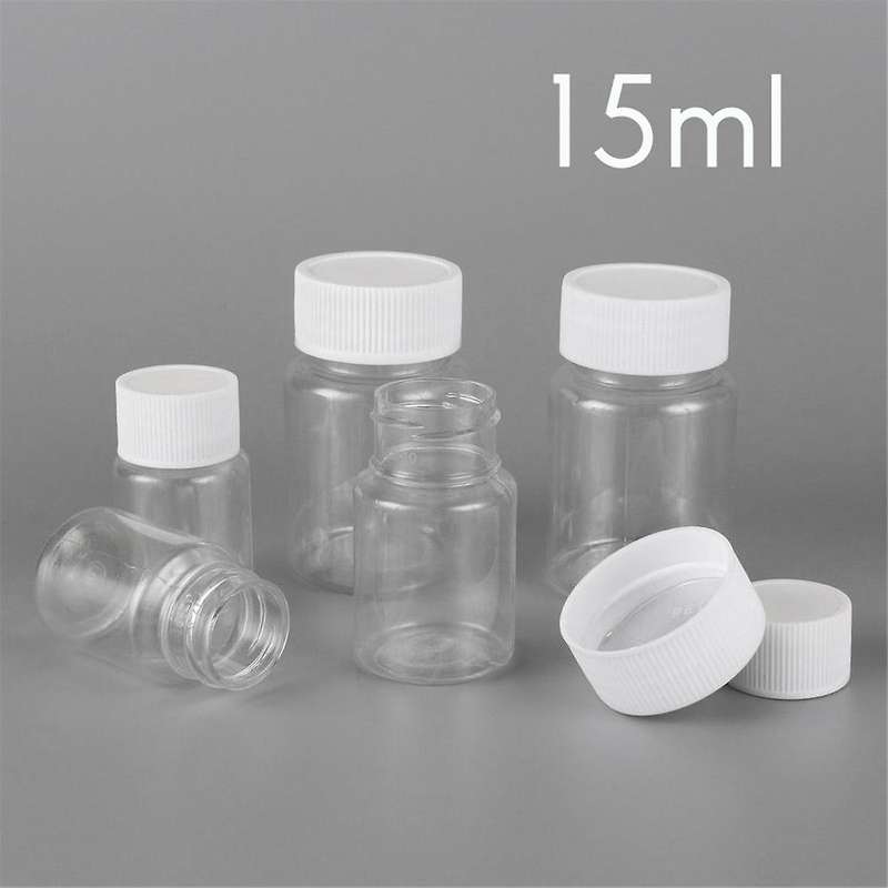 100pcs Refillable Bottles 15ml Plastic Pet Clear Empty Seal Bottles Container with Screw Cap