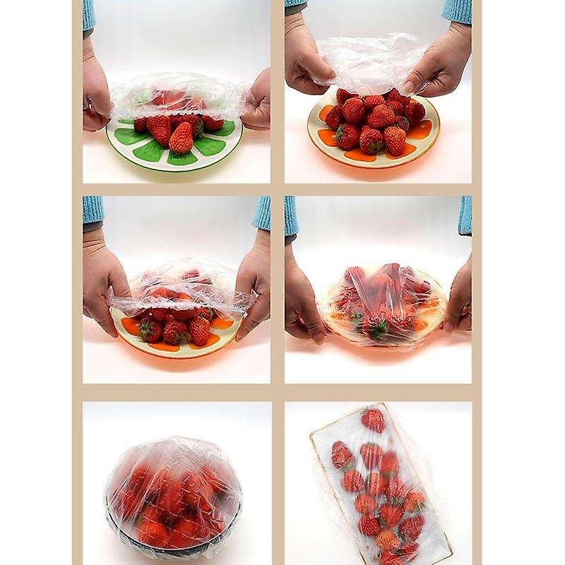 100Pcs Reusable Food Keep Storage Covers Elastic Clear Bowl Covers Dish Plastic Covers for Family Ou