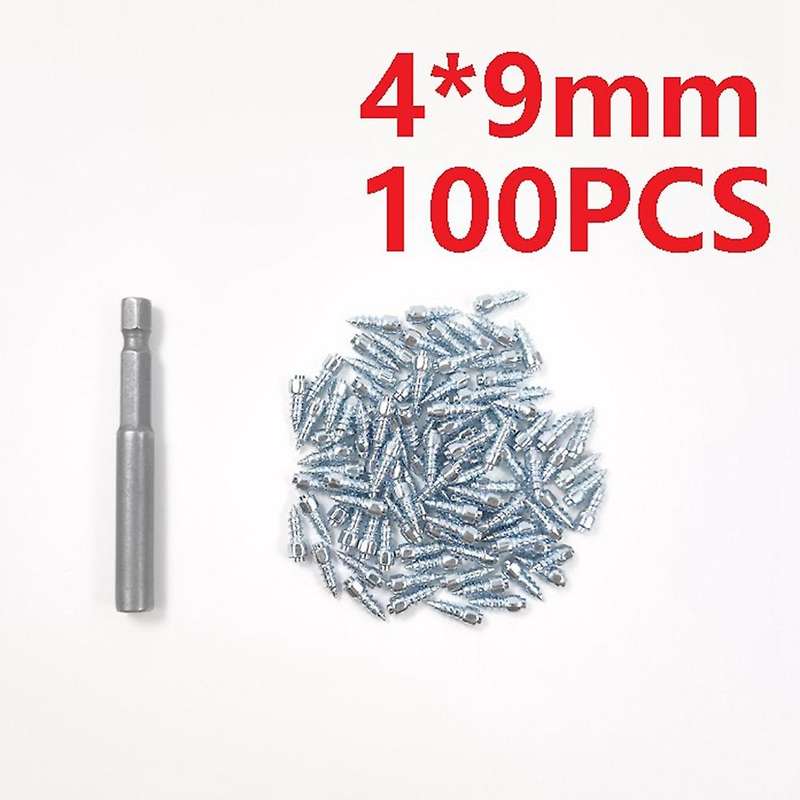 100Pcs Spikes for Tires Universal Scooter Wheel Tire Snow Spikes Studs Tires Anti-Slip Screw Stud 4