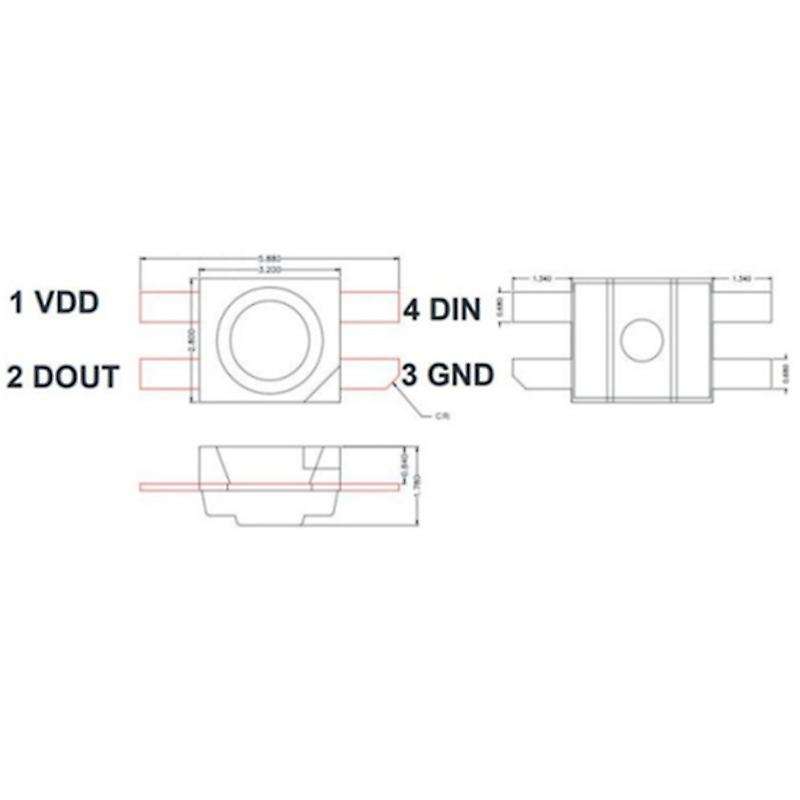 100pcs Sk6812 Mini-e Rgb (similar Ws2812b) Sk6812 3228 Smd Pixels Led Chip Individually Addressable