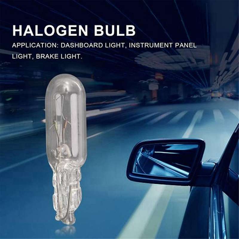 100Pcs T5 Halogen Bulb Car Instrument Panel Lamp Auto Wedge Dashboard Lamp 1.2W 12V Warm White