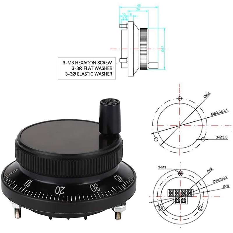 100PPR 6 Terminal Electronic Hand Wheel Manual Pulse Encoder for CNC System (Black)