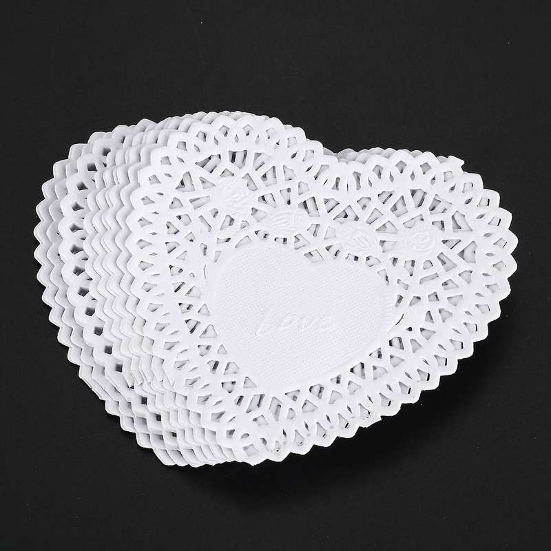 100x 4 inch White Love Heart Paper Lace Doilies doily for cardmaking scrapbooking