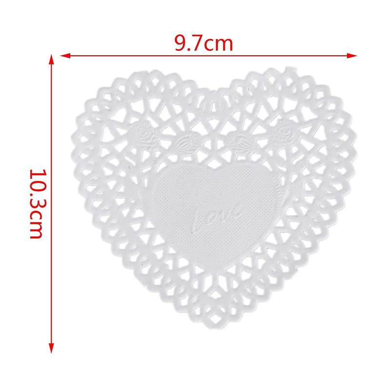 100x 4 inch White Love Heart Paper Lace Doilies doily for cardmaking scrapbooking