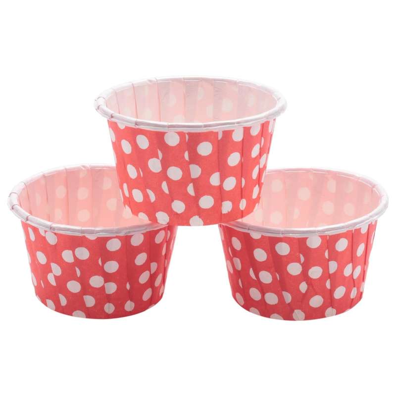 100x Paper Cupcake Liner Muffin Nut Greaseproof Dessert Baking Cups Color: Red Dot: 3.8cm*3cm*5cm