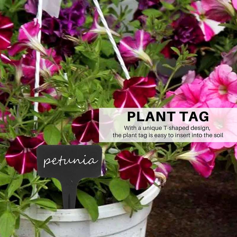 101pcs/set Black Plant Labels Water T-types Plant Tag Reusable Nursery Garden Labels Plant Markers