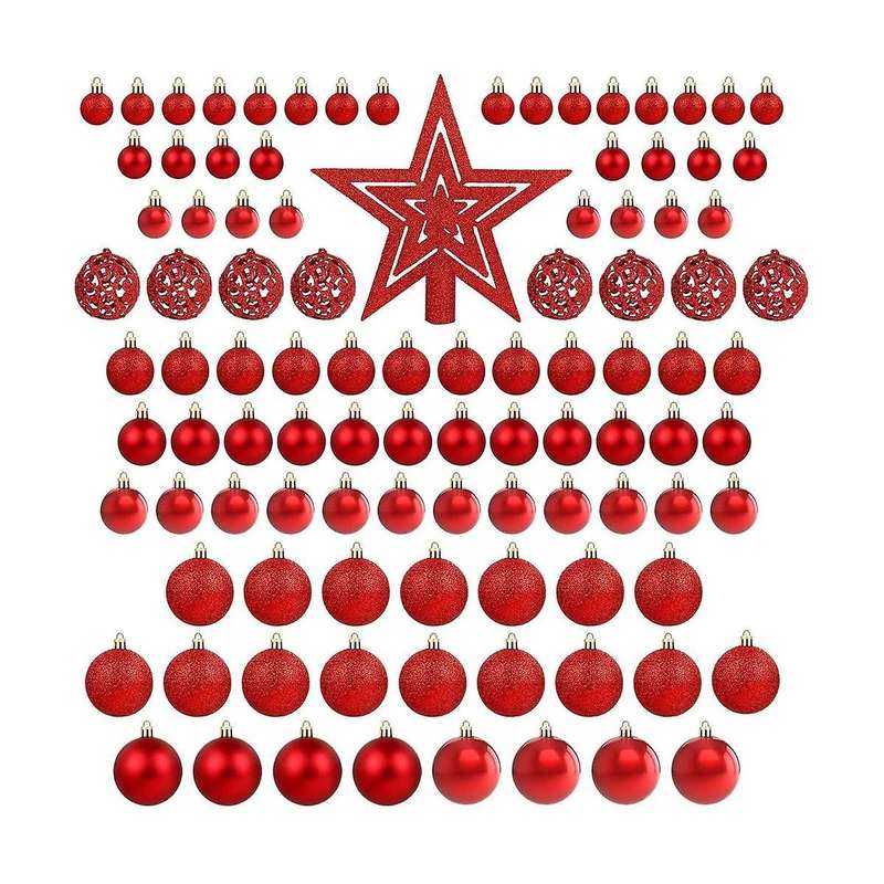 101pcs Red Christmas Ball Ornaments for , Shatterproof Balls Decorative Baubles Hanging