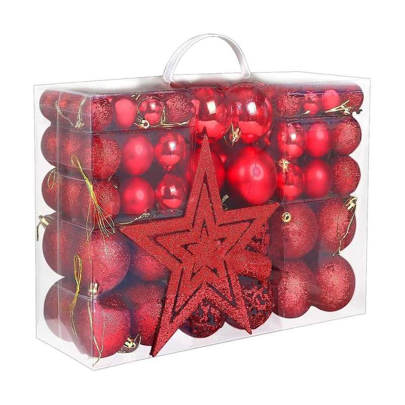 101pcs Red Christmas Ball Ornaments for , Shatterproof Balls Decorative Baubles Hanging