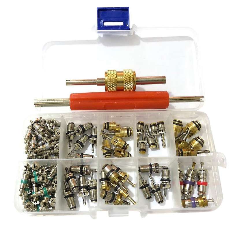 103PCS Universal AC R12 & R134A Air Conditioning Valve Core Remover Installer Tool Kit with 2 Remova