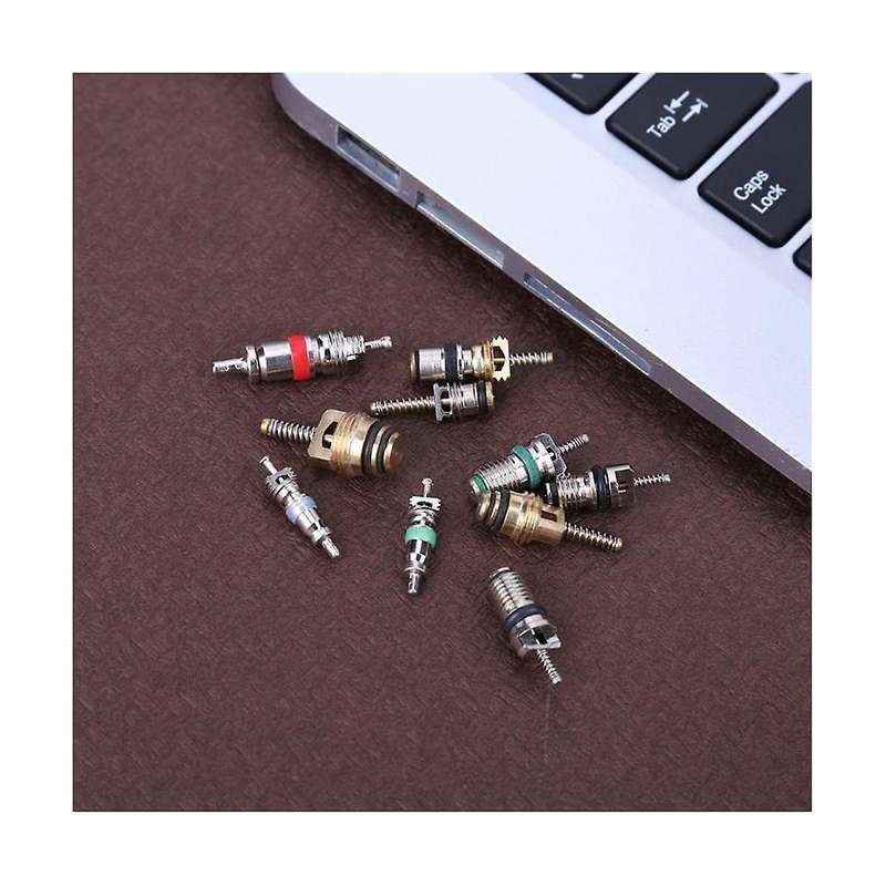 104Pcs Car Air Conditioner Valve Cores Assortment A/C AC Shrader Valve Core & Tool R134 R12 HVAC Val