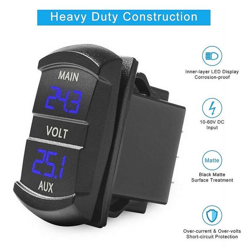 10-60V Dual Voltmeter Gauge LED Digital Panel Volt Battery Monitor Car Marine