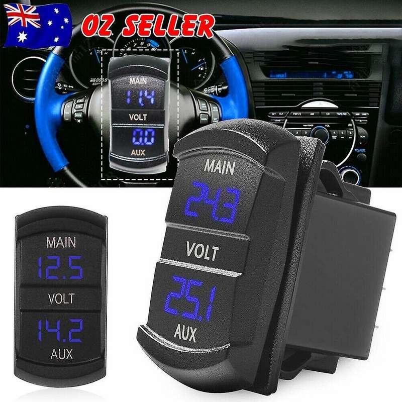 10-60V Dual Voltmeter Gauge LED Digital Panel Volt Battery Monitor Car Marine