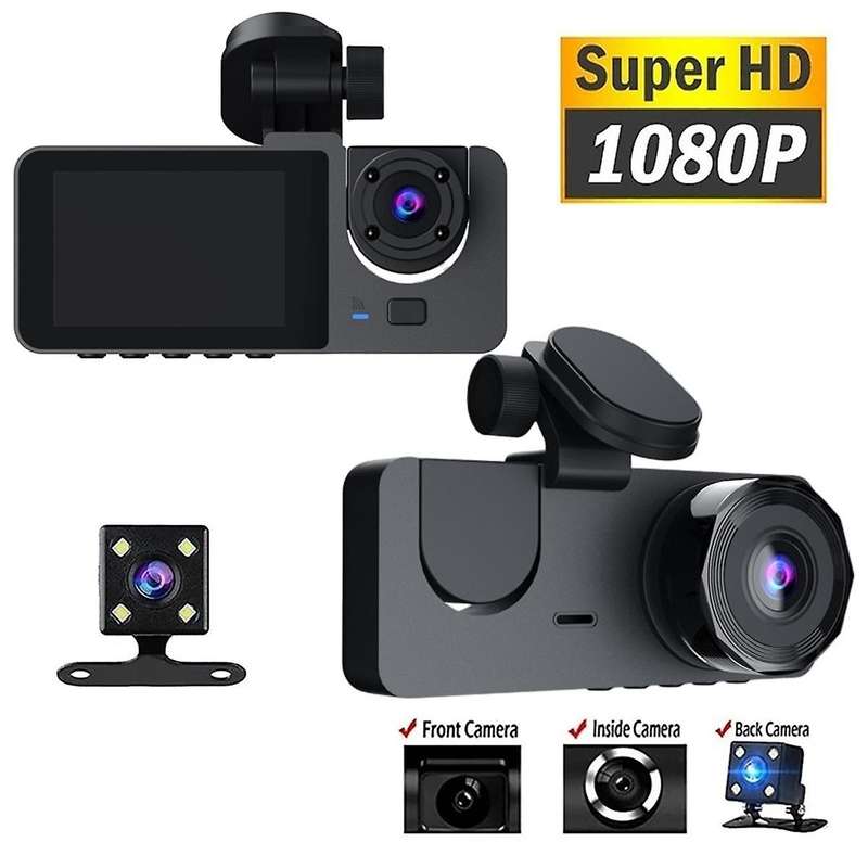 1080p Car Dash Camera Front and Rear Inside,2.0 Inch Ips Screen,night Vision,g-sensor,loop Recording