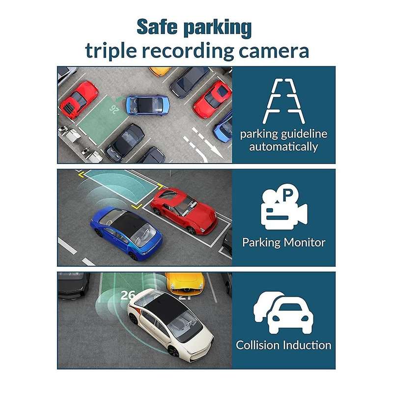 1080p Car Dash Camera Front and Rear Inside,2.0 Inch Ips Screen,night Vision,g-sensor,loop Recording