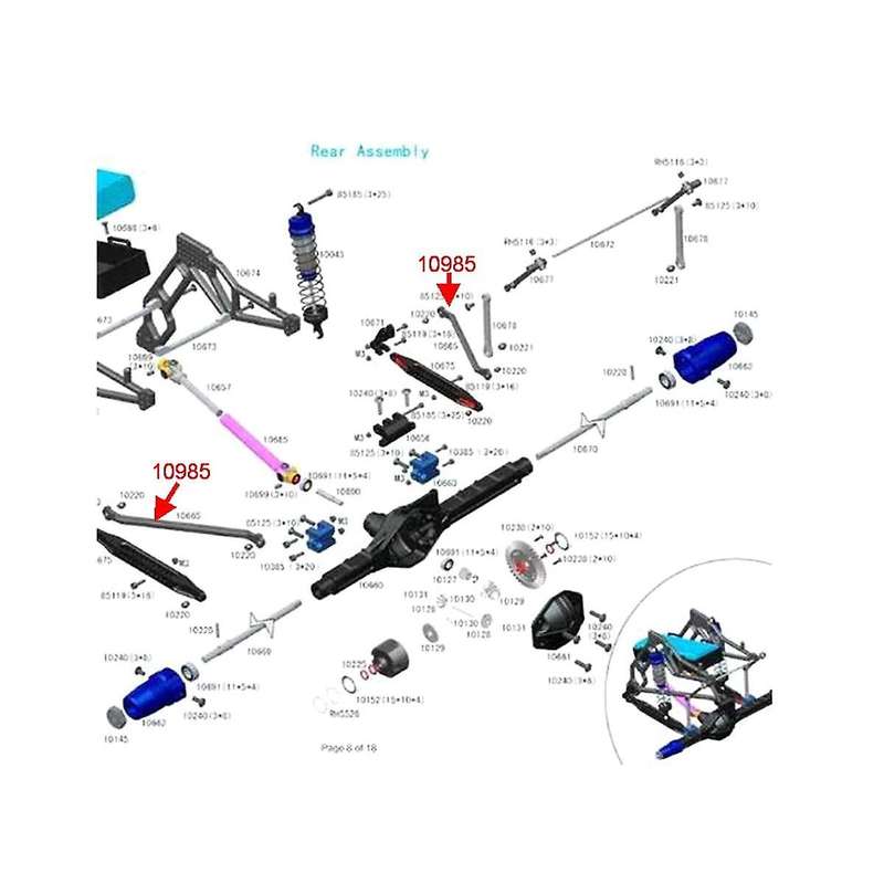 10985 Ball Head Tie Rod Group(al) for Rc Car Remote Control Toys Parts Fit Rh1043/1045 Rear Axle De