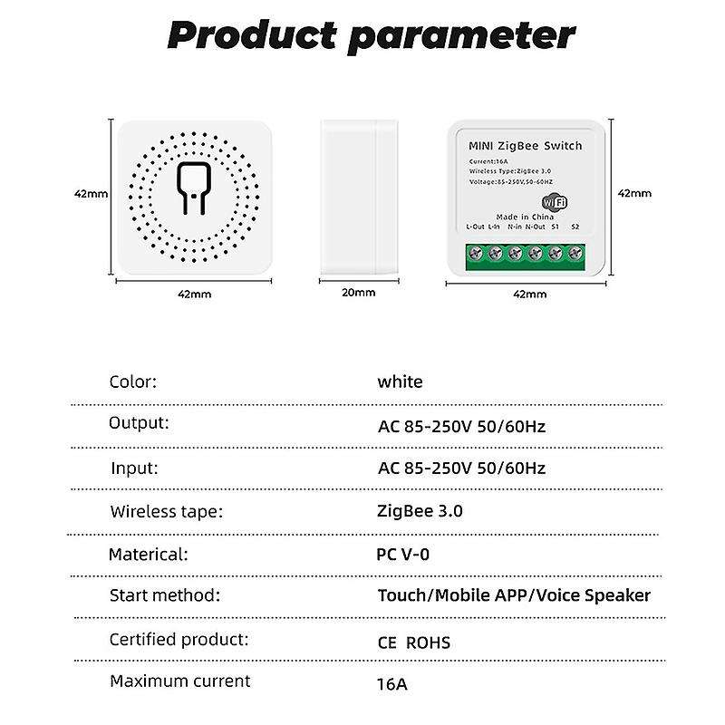 10A Voice Dual Control Tuya ZigBee Smart Light Switch Module, Smart Home Automation Breaker Supports