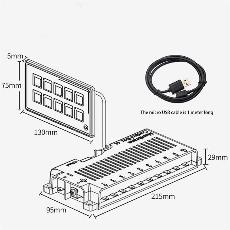 10-Bit Bluetooth Switch Panel, Push Button Switch Auxiliary Panel, Touch Type Backlit Membrane Cont