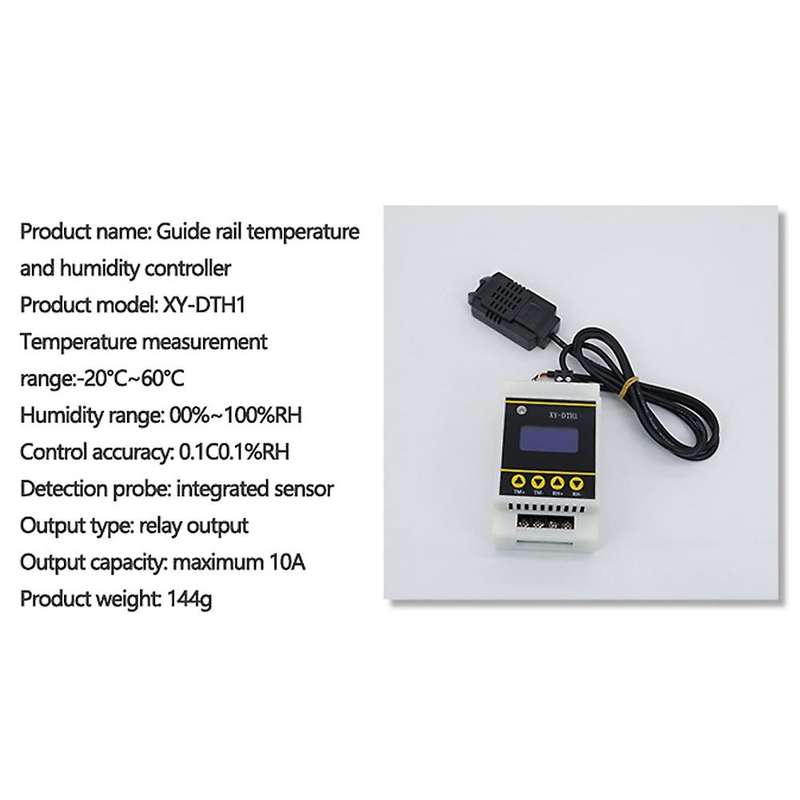 10A LCD Rail Digital Display Thermostat Temperature Humidity Controller with Sensor Dual Channel Re