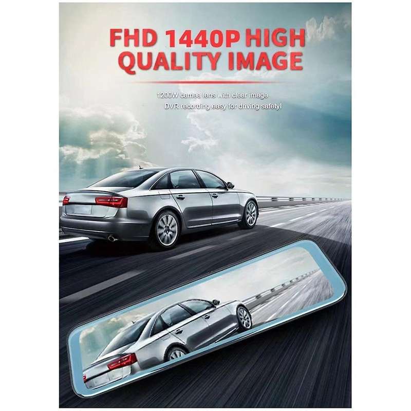 10-Inch Driving Recorder Rearview Mirror 4K HD Full Screen Front and Rear Dual Recording Mobile Phon