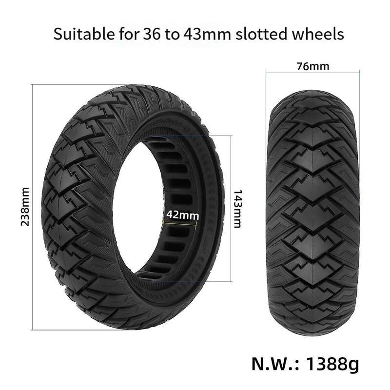 10Inch 10X3/255X80(80/65-6) Off-Road Tubeless Solid Tire Explosion-Proof for Electric Scooter Parts
