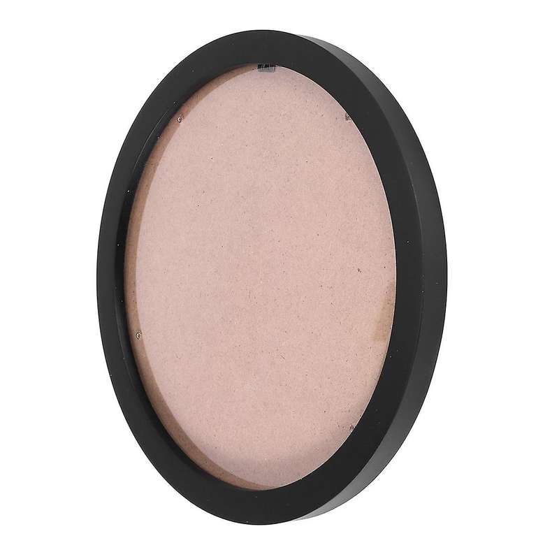10Inch Round Wooden Picture Frames Gift DIY Wall Hanging Wood Picture Holder Home Decoration(Black)